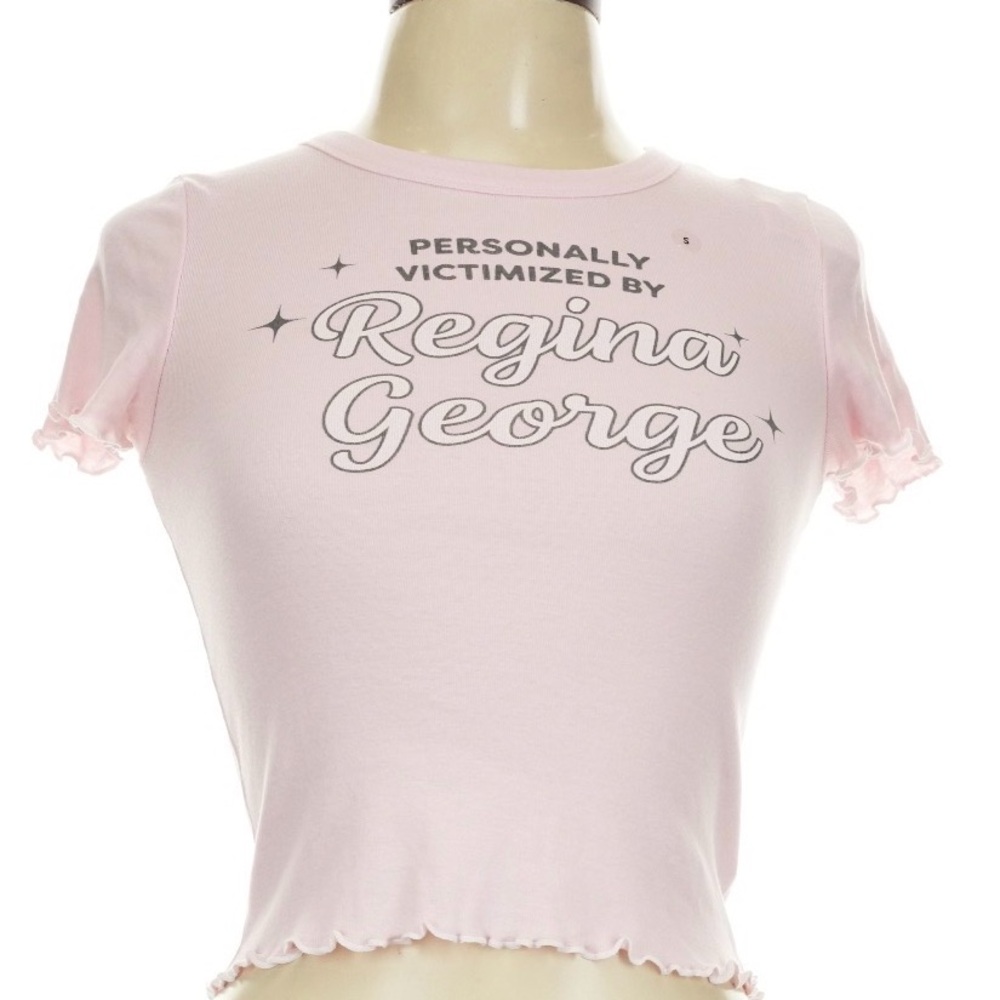 NWT! “Personally Victimized by Regina George" Pink Graphic Crop Tee
